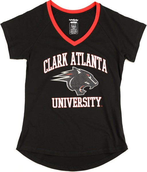 Big Boy Clark Atlanta Panthers S3 Womens V-Neck Tee [Black]