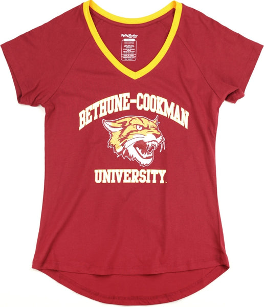Big Boy Bethune-Cookman Wildcats S3 Womens V-Neck Tee [Maroon]