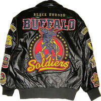 Big Boy Buffalo Soldiers Mens Leather Bomber Jacket [Black - Medium]