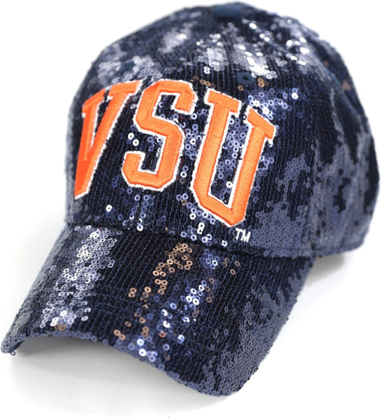 Big Boy Virginia State Trojans S144 Womens Sequins Cap [Navy Blue]