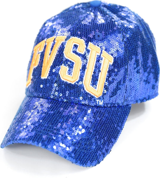 Big Boy Fort Valley State Wildcats S144 Womens Sequins Cap [Royal Blue]