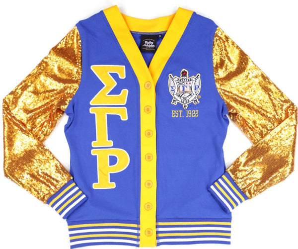 Big Boy Sigma Gamma Rho Divine 9 S12 Sequins Cardigan [Royal Blue]