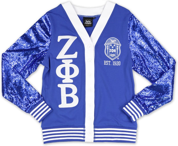 Big Boy Zeta Phi Beta Divine 9 S12 Sequins Cardigan [Royal Blue]