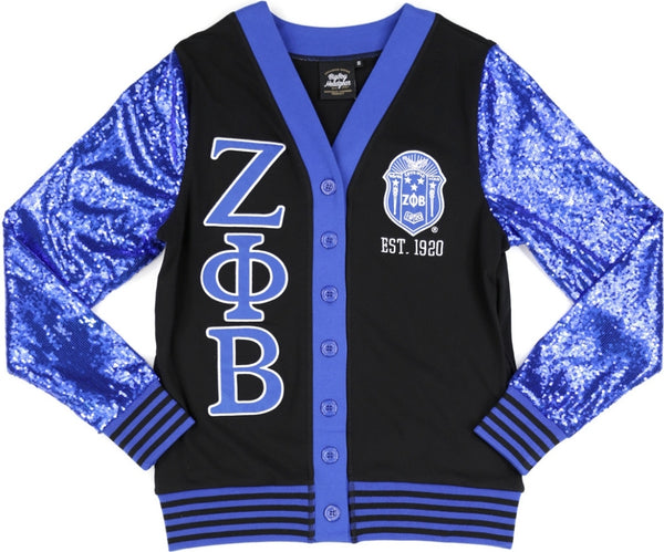Big Boy Zeta Phi Beta Divine 9 S12 Sequins Cardigan [Black]
