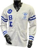 Buffalo Dallas Phi Beta Sigma Chenille Varsity Cardigan [Button Down - White]