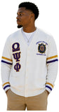 Buffalo Dallas Omega Psi Phi Chenille Varsity Cardigan [Button Down - Alabaster]