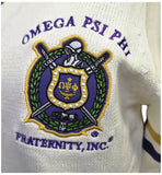 Buffalo Dallas Omega Psi Phi Chenille Varsity Cardigan [Button Down - Alabaster]