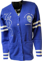 Buffalo Dallas Zeta Phi Beta Chenille Varsity Cardigan [Button Down - Blue]