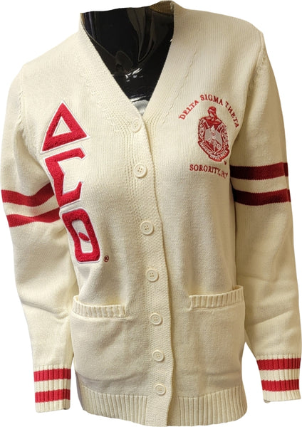 Buffalo Dallas Delta Sigma Theta Chenille Varsity Cardigan [Button Down - Alabaster]