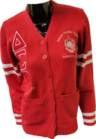 Buffalo Dallas Delta Sigma Theta Chenille Varsity Cardigan [Button Down - Red]