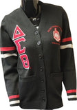 Buffalo Dallas Delta Sigma Theta Chenille Varsity Cardigan [Button Down - Black]