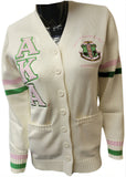 Buffalo Dallas Alpha Kappa Alpha Chenille Varsity Cardigan [Button Down - White]