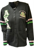 Buffalo Dallas Alpha Kappa Alpha Chenille Varsity Cardigan [Button Down - Black]