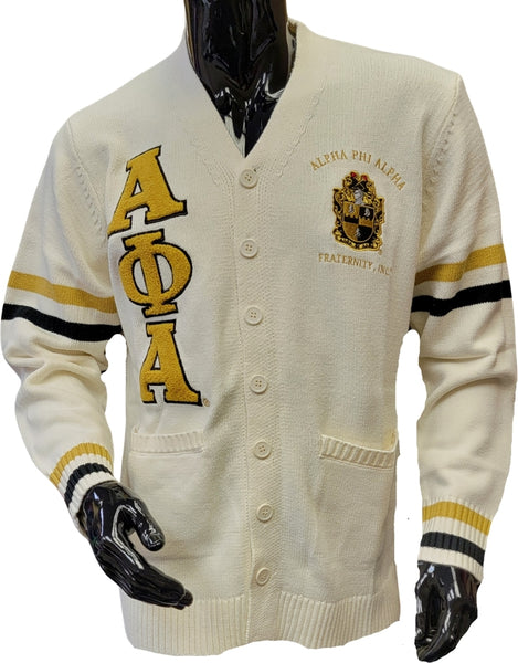 Buffalo Dallas Alpha Phi Alpha Chenille Varsity Cardigan [Button Down - Cream]