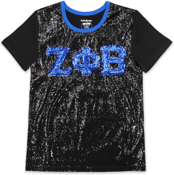 Big Boy Zeta Phi Beta Divine 9 S4 Sequins Tee [Black]