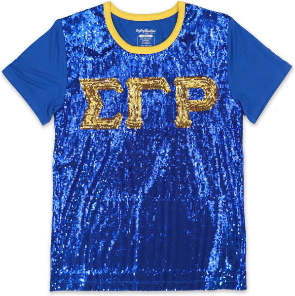 Big Boy Sigma Gamma Rho Divine 9 S4 Sequins Tee [Royal Blue]