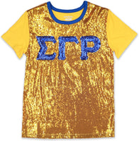 Big Boy Sigma Gamma Rho Divine 9 S4 Sequins Tee [Gold]