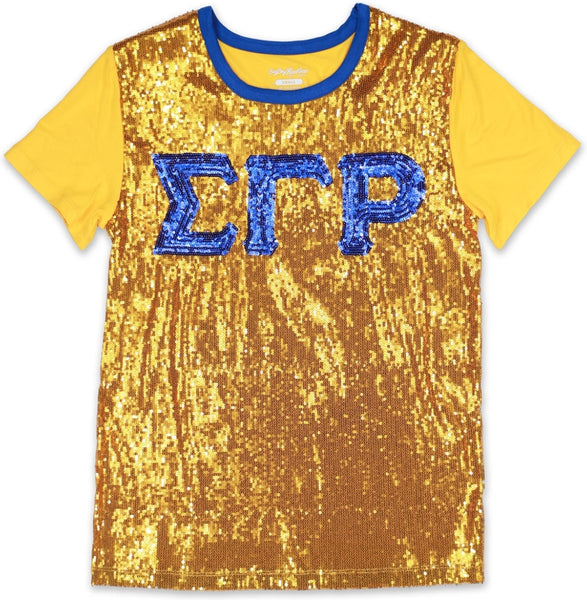Big Boy Sigma Gamma Rho Divine 9 S4 Sequins Tee [Gold]