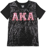 Big Boy Alpha Kappa Alpha Divine 9 S4 Sequins Tee [Black]