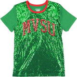 Big Boy Mississippi Valley State Delta Devils S7 Ladies Sequins Tee [Green]