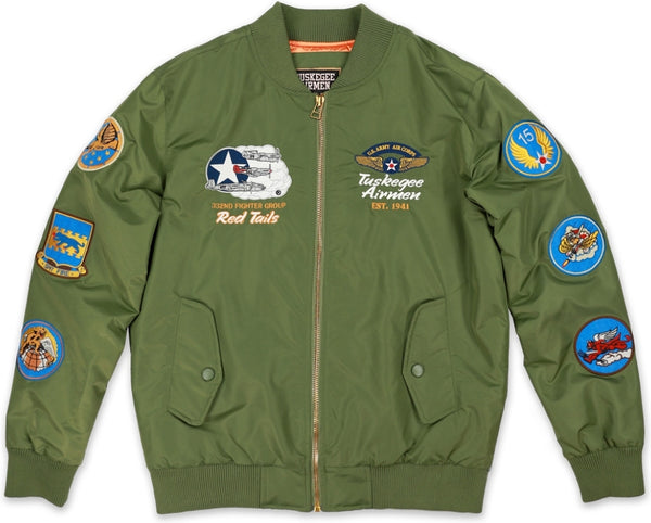 Big Boy Tuskegee Airmen S5 Mens Bomber Jacket [Green]
