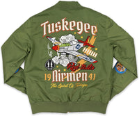 Big Boy Tuskegee Airmen S5 Mens Bomber Jacket [Green]