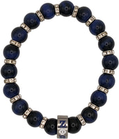 Zeta Phi Beta Stone Tiger Eye Bead Bracelet With Stainless Steel Charm [Blue]