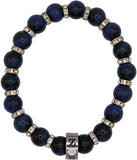 Zeta Phi Beta Stone Tiger Eye Bead Bracelet With Stainless Steel Charm [Blue]