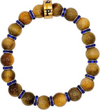 Sigma Gamma Rho Stone Tiger Eye Bead Bracelet With Stainless Steel Charm [Gold]