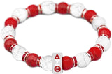 Delta Sigma Theta Stone Turquoise Bead Bracelet With Stainless Steel Charm [Red/White]