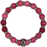 Alpha Kappa Alpha Stone Jade Bead Bracelet With Stainless Steel Charm [Pink]