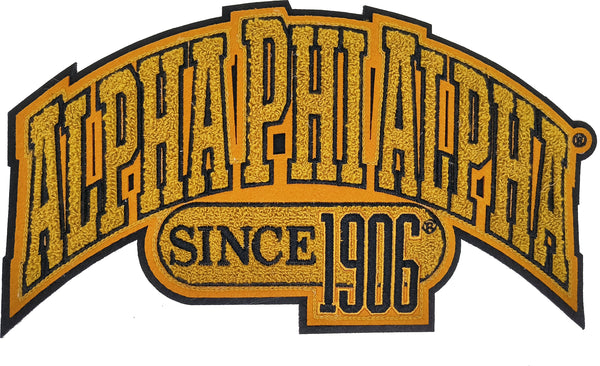 Alpha Phi Alpha Curved Design Chenille Iron-On Patch [Gold]