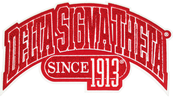 Delta Sigma Theta Curved Design Chenille Iron-On Patch [Red]