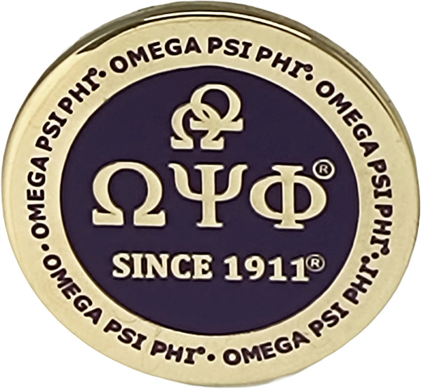 Omega Psi Phi Double Hooks Round Pin [Gold]