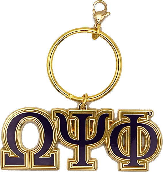 Omega Psi Phi Letter Keychain [Gold]
