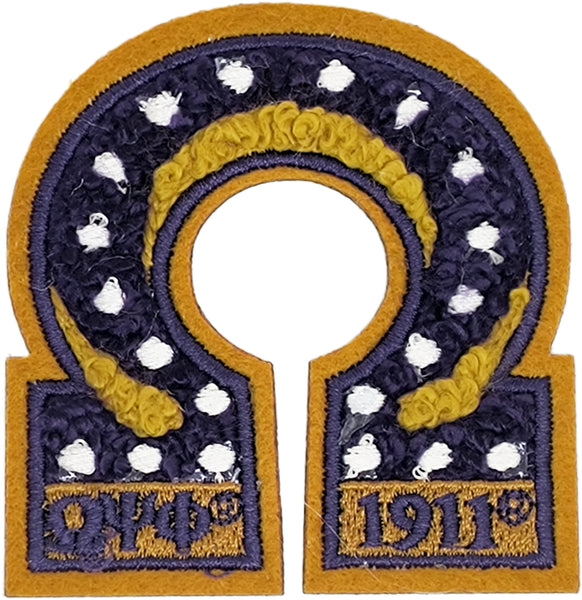 Omega Psi Phi Que Chenille Lapel Pin [Purple/Gold]