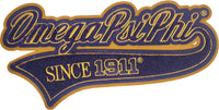 Omega Psi Phi Vintage Tail Design Chenille Iron-On Patch [Purple/Gold]