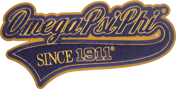 Omega Psi Phi Vintage Tail Design Chenille Iron-On Patch [Purple/Gold]