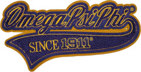 Omega Psi Phi Vintage Tail Design Chenille Iron-On Patch [Purple/Gold]