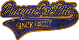 Omega Psi Phi Vintage Tail Design Chenille Iron-On Patch [Purple/Gold]