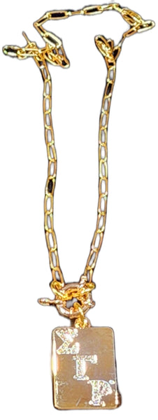 Sigma Gamma Rho Charm Necklace With Rhinestones [Gold]