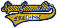Sigma Gamma Rho Vintage Tail Design Chenille Iron-On Patch [Gold/Blue]
