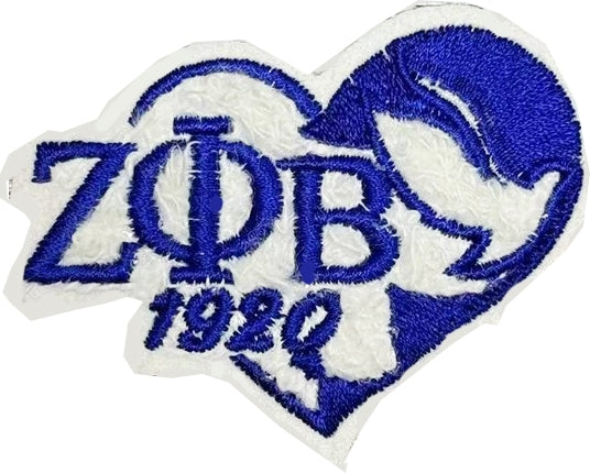 Zeta Phi Beta Heart Chenille Lapel Pin [White/Blue]
