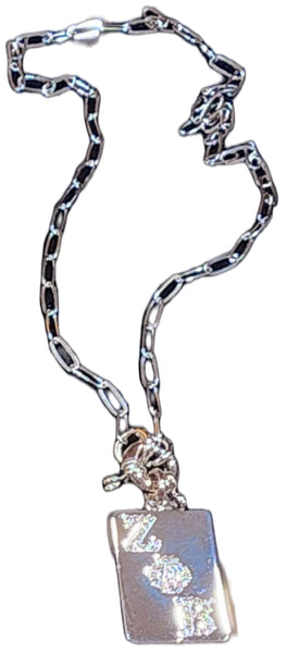Zeta Phi Beta Charm Necklace With Rhinestones [Silver]