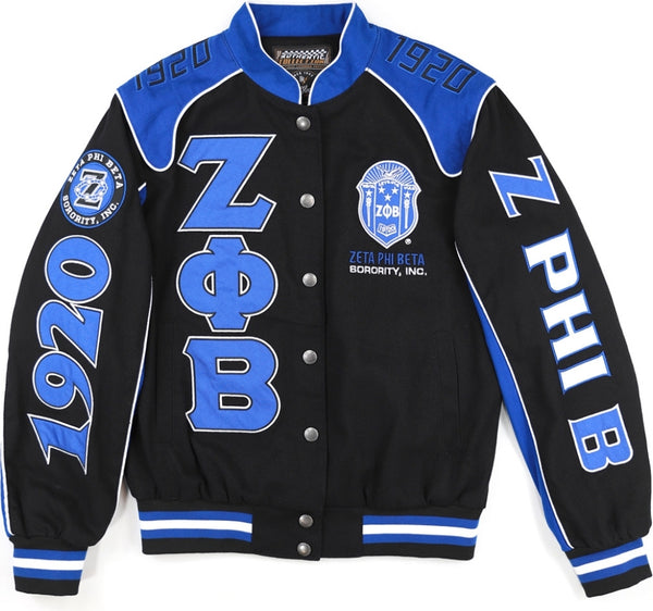 Big Boy Zeta Phi Beta Divine 9 S12 Racing Twill Jacket [Black]