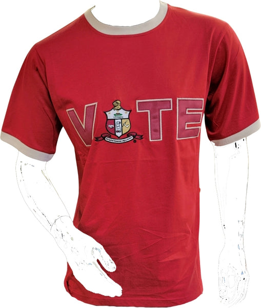 Buffalo Dallas Kappa Alpha Psi Vote Ringer T-Shirt [Short Sleeve - Crimson Red]