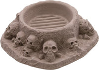 Cement Round Skull Incense Cone Burner [Grey]