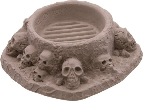 Cement Round Skull Incense Cone Burner [Grey]