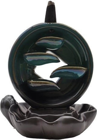 Round Ceramic Backflow Incense Cone Burner [Multi-Colored]