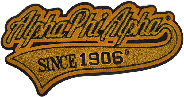 Alpha Phi Alpha Vintage Tail Design Chenille Iron-On Patch [Gold]